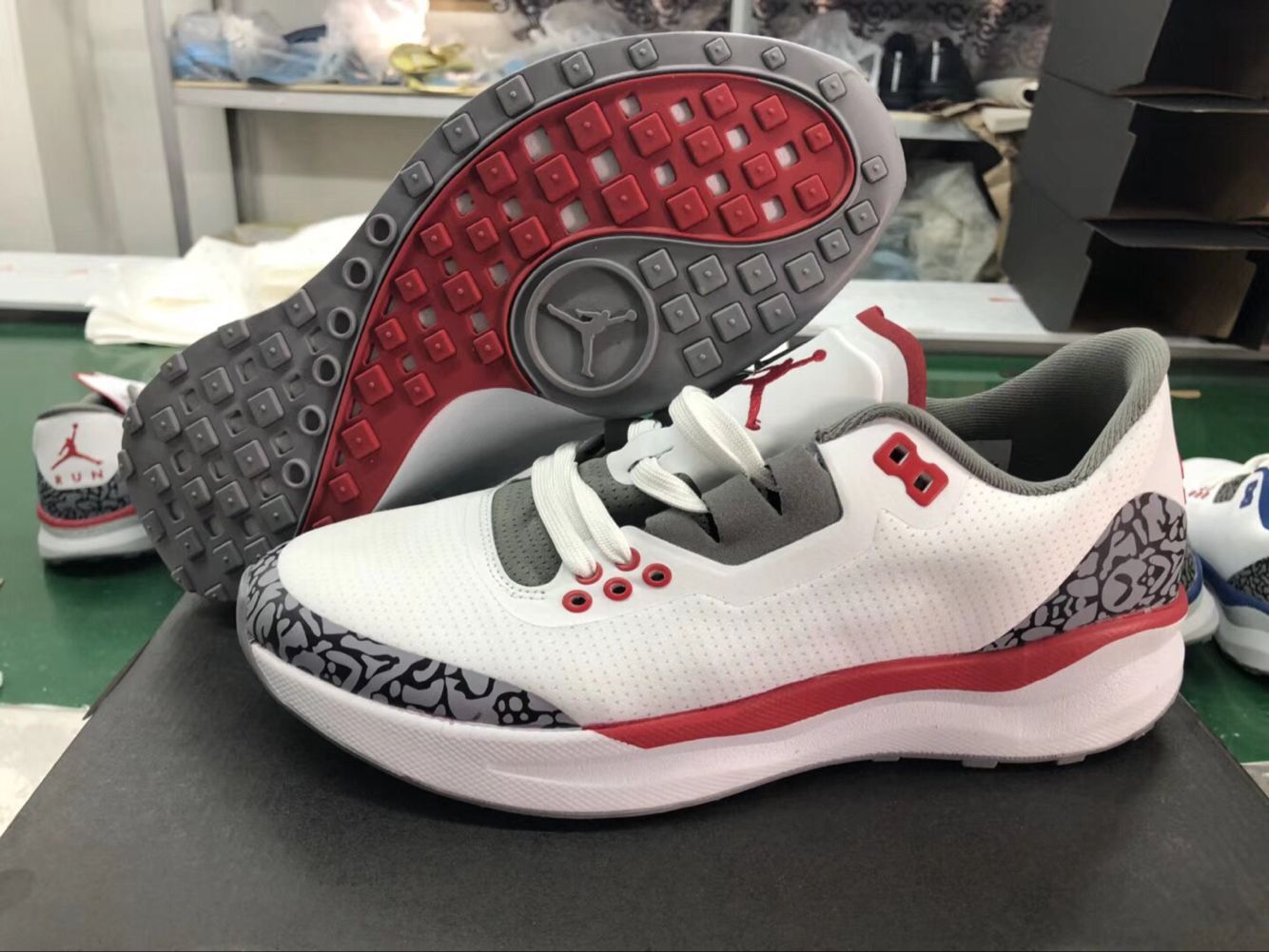 New Jordan 3 Retro Running Shoes White Cement Grey Red